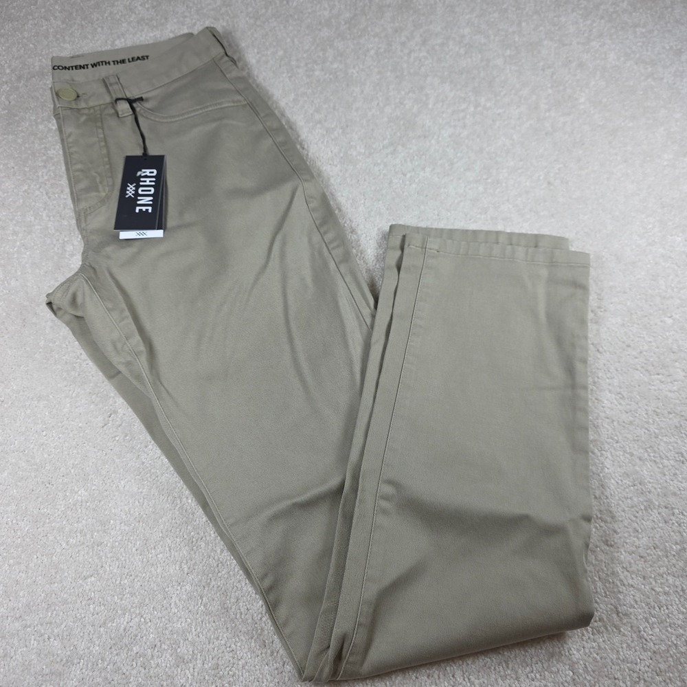 Rhone Pants Mens 28x32.5 Khaki Everyday Twill 5 Pocket Stretch Slim Straight NWT